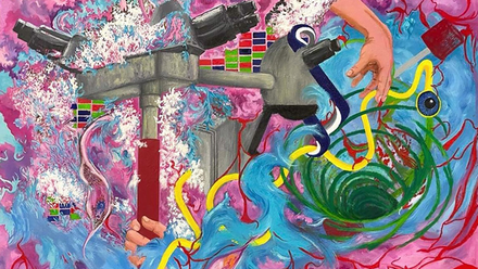 An oil painting that explores the theme of pathology and patients