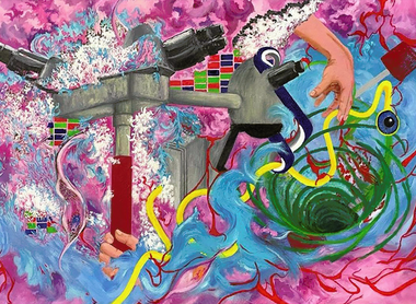 An oil painting that explores the theme of pathology and patients