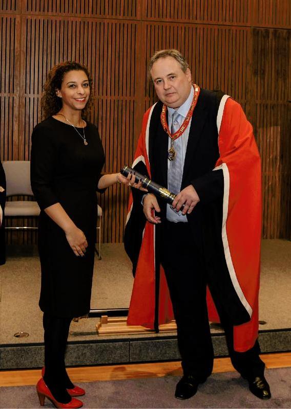 Alex Yates at the New Fellows' Ceremony at the Royal College of Pathologists in March 2022 receiving her certificate from College President Professor Mike Osborn